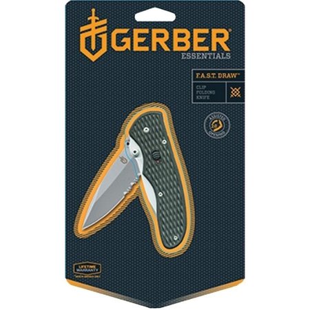 GERBER Folding Knife, 299 in L Blade, High Carbon Stainless Steel Blade, 1Blade, Black Handle 22-47161